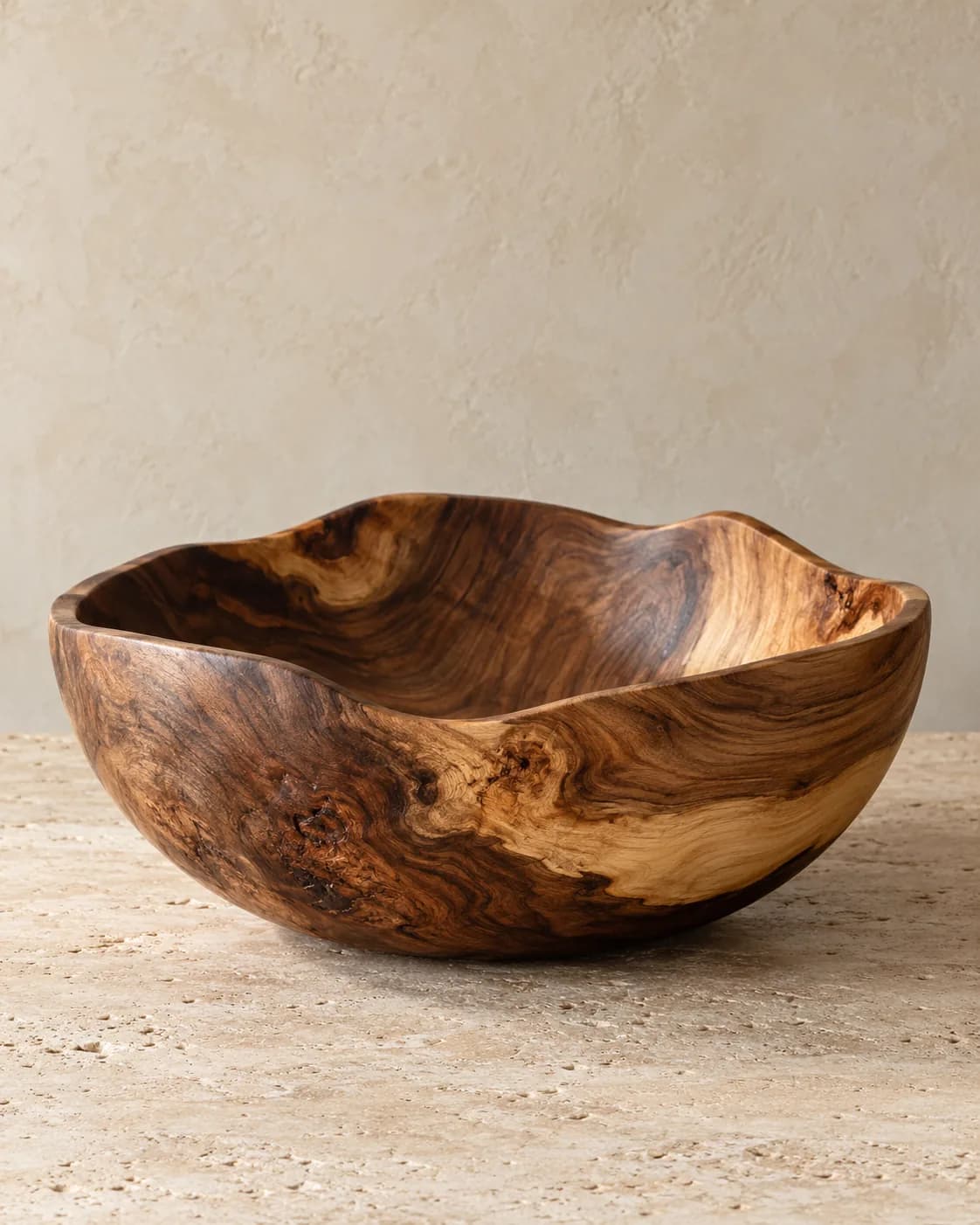 Hand-Finished Sculptural Wood Bowl